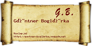 Güntner Boglárka névjegykártya